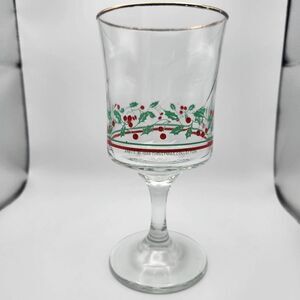 Vintage 1986 Arby's Restaurant Christmas Drinking Glass Berries & Holly